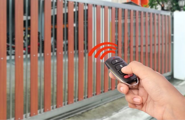 Wireless gate opener controlling a modern sliding gate installed by Auto Gate Guys Perth, offering convenience and security for Perth homes Wireless gate opener controlling a modern sliding gate installed by Auto Gate Guys Perth, offering convenience and security for Perth homes
