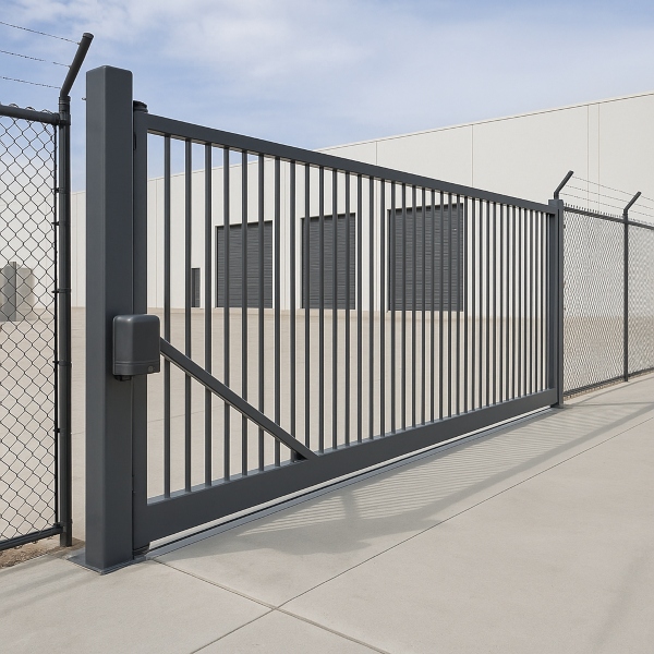 Commercial electric gate in Perth by Auto Gate Guys, automated gate installed for a commercial warehouse. Commercial electric gate in Perth by Auto Gate Guys, automated gate installed for a commercial warehouse.