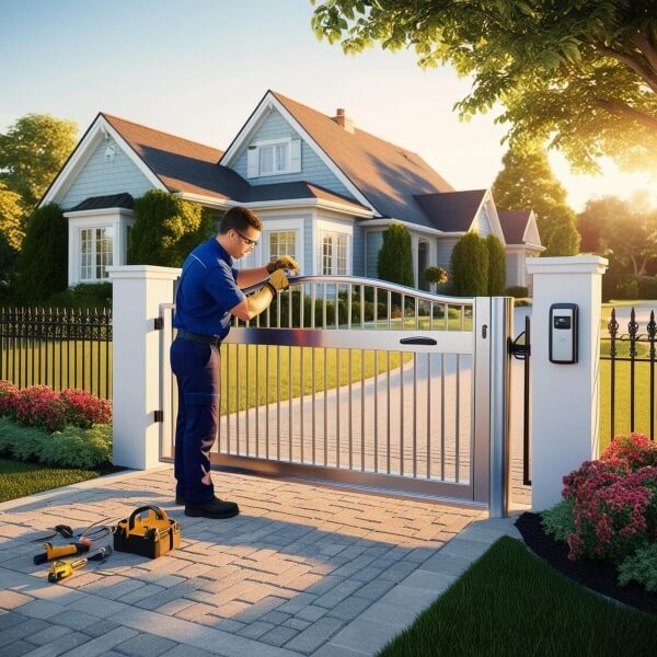 Automatic gate repair and maintenance service by Auto Gate Guys Perth on residential swing gate system.