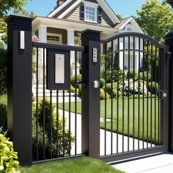 Automatic swing gate with keypad and intercom access system connected to automatic gate opener installed by Auto Gate Guys Perth.