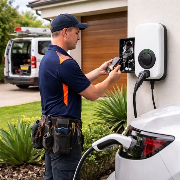 EV charger installation Perth by Auto Gate Guys with electric car charging system setup at home.